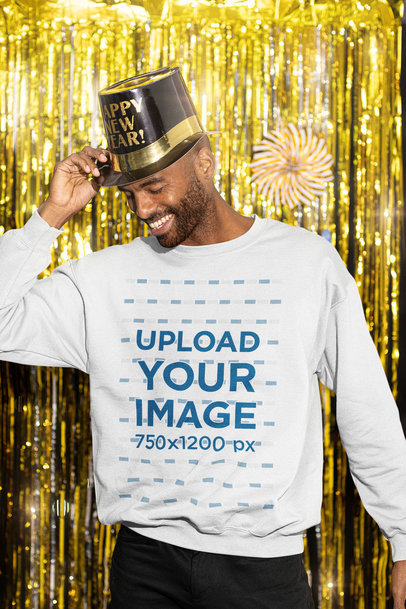 Sweatshirt Mockup of a Happy Man Celebrating New Year’s Eve 