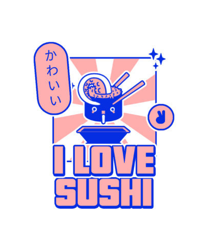 T-Shirt Design Maker Featuring Illustrated Kawaii-Style Food Graphics