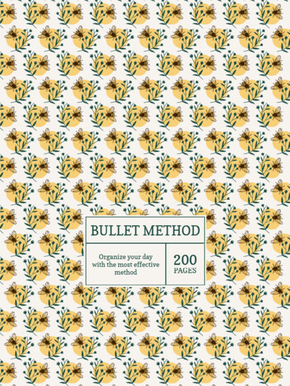 Patterned Notebook Cover Design Template With Flowers 4634f-el1