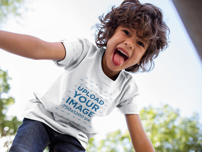 Kid Playing Wearing a T-Shirt Template at the Park