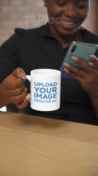 11 oz Coffee Mug Video Featuring A Woman Using Her Phone 4423