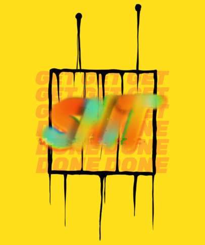 Bold T-Shirt Design Template with Graffiti-Themed Graphics