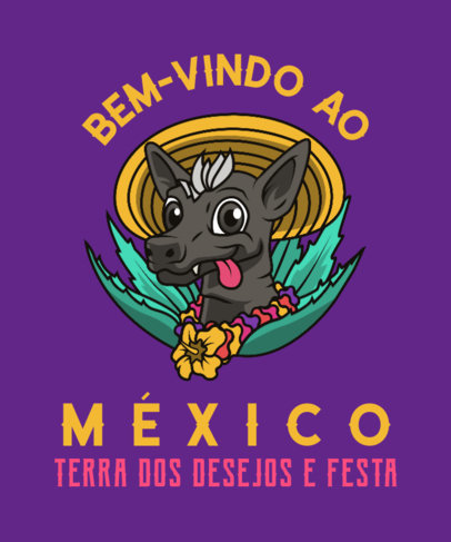 Mexican T-Shirt Design Template Featuring a Dog Illustration