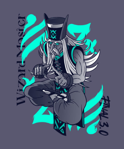 T-Shirt Design Template Featuring a Mystical Wizard IllustrationT-Shirt Design Template Featuring a Mystical Wizard Illustration 4823c