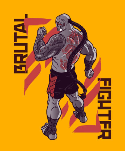 Urban-Styled T-Shirt Design Maker Featuring a Strong Fighter Illustration 4823d