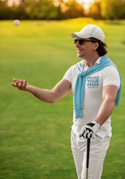 Mockup of a Golf Player Wearing a Polo Shirt