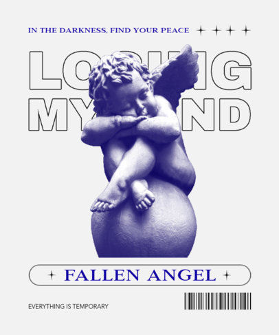 T-Shirt Design Template Featuring a Streetwear Aesthetic and a Sculpture Graphic