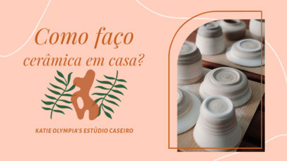 Pottery-Themed YouTube Thumbnail Design Maker Featuring Text in Portuguese