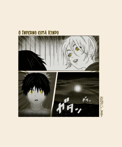 T-Shirt Design Template for Manga Enthusiasts Featuring a Retro Style