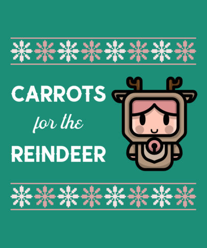 Cute T-Shirt Design Template for an Ugly Christmas Sweater Featuring a Reindeer