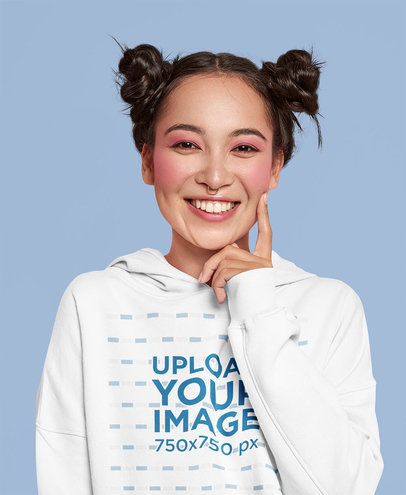 Hoodie Mockup of a Woman With a Trendy Look in a Studio