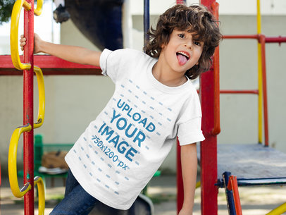 Boy with Tounge Out Wearing a T-Shirt Mockup