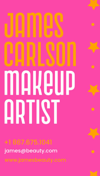 Back Business Card Template for a Makeup Artist Featuring a Star Pattern