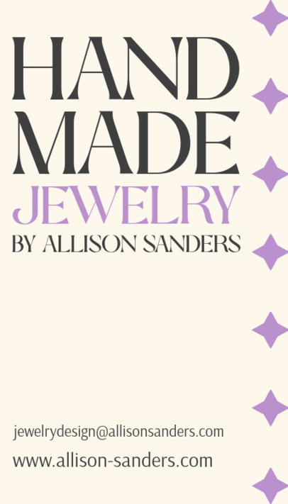 Back Vertical Business Card Template for an Artisanal Jeweler