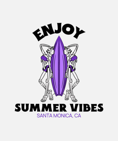 Illustrated T-Shirt Design Generator with a Female Skeleton and a Surfboard 4256a