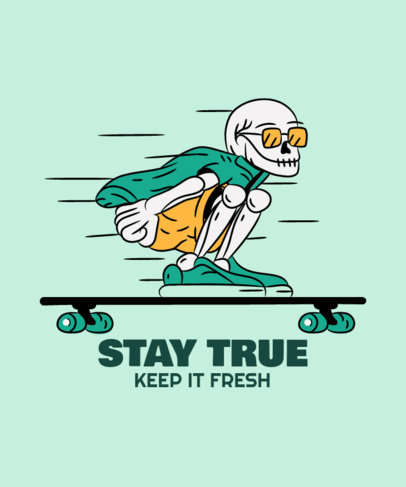 Streetwear-Style T-Shirt Design Creator Featuring a Skater Skeleton