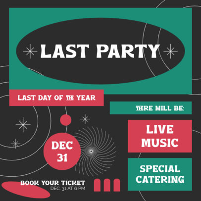 Instagram Post Design Generator for a New Year’s Eve Party Featuring Bold Fonts