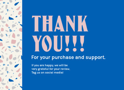 Greeting Card Creator with a Thanks for Your Purchase Text and Terrazzo Graphics