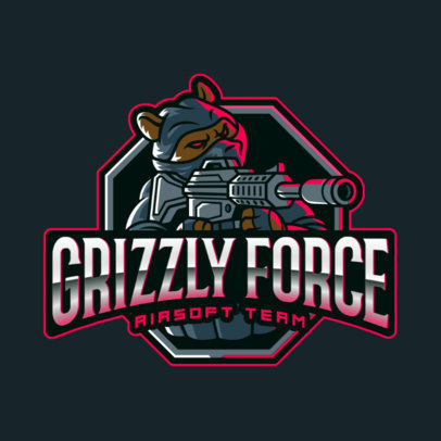 Airsoft Team Logo Generator Featuring a Bear Shooting