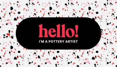 Front Business Card Template for a Pottery Artist with a Terrazzo-Inspired Pattern