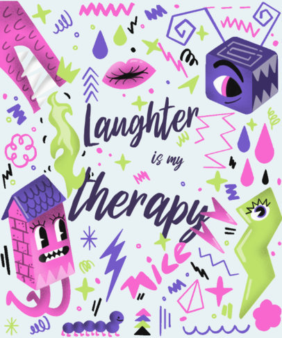 T-Shirt Design Maker With Quirky Cartoon Characters and a Quote 4824a