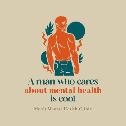 Illustrated Facebook Post Design Template With a Men's Mental Health Theme