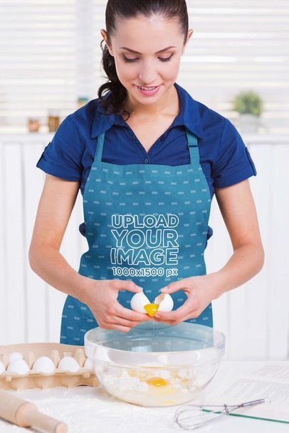 Sublimated Apron Mockup of a Woman Cracking Eggs into a Bowl m9993 r-el2