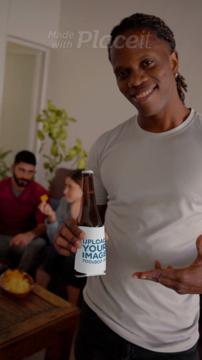 Video of a Man Pointing at a Koozie While Enjoying a Football Game 4501v