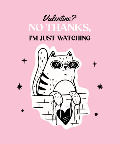 Anti-Valentine’s Day T-Shirt Design Maker Featuring a Cool Cat Clipart