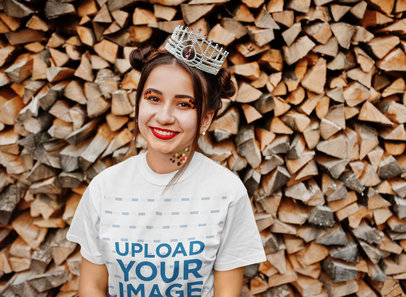 Heathered T-Shirt Mockup Featuring a Woman Wearing a Crown m20129-r-el2