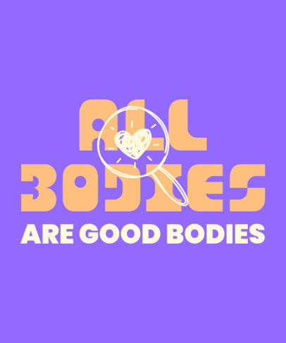 Body Positivity-Themed T-Shirt Design Template Featuring Love-Themed Doodles