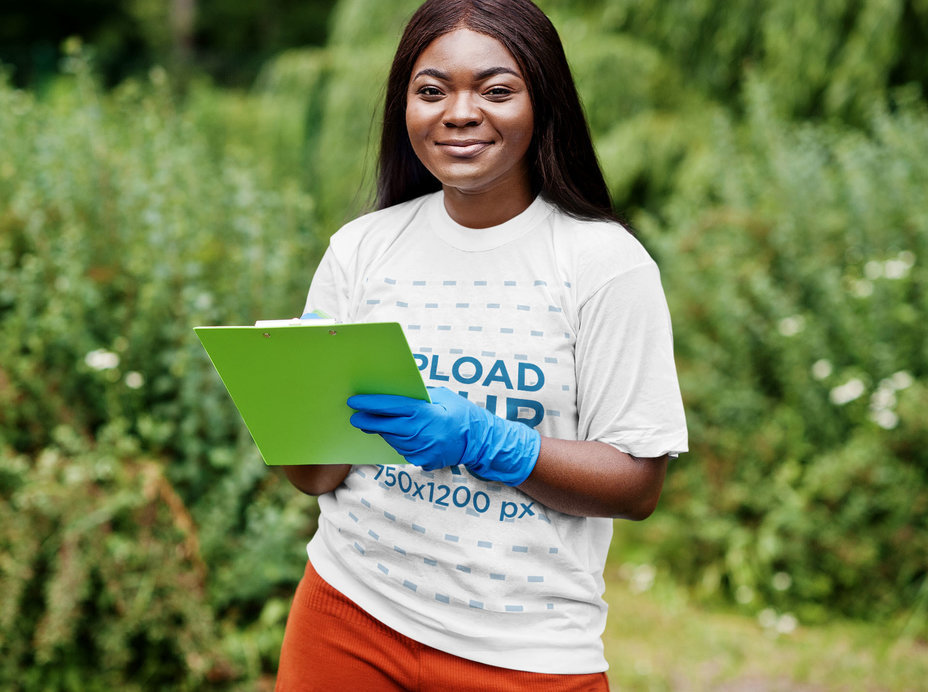 T-Shirt Mockup Featuring a Volunteer for an Ecology Cause