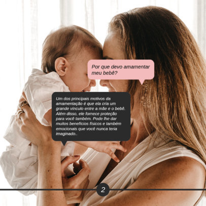 Breastfeeding-Themed Instagram Post Design Template Featuring Speech Balloons With Tips