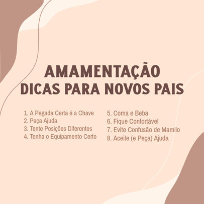 Instagram Post Design Maker With Text in Portuguese and Breastfeeding Tips