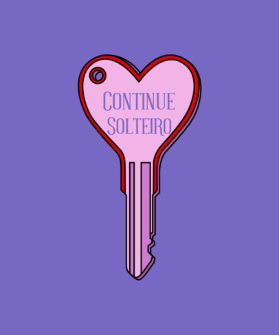 T-Shirt Design Template Featuring a Heart-Shaped Key with a Single Quote