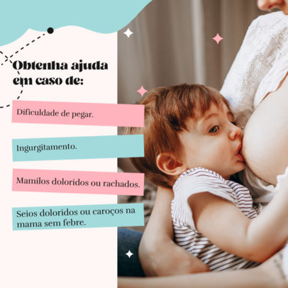 Instagram Post Design Template for a Carousel With Breastfeeding Advice