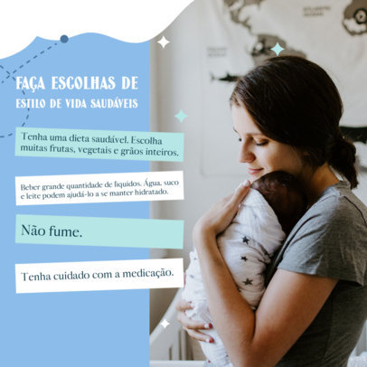 Instagram Post Design Maker With Breastfeeding Advice in Portuguese