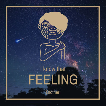 Men's Mental Health-Themed Instagram Post Design Template With Minimalist Graphics