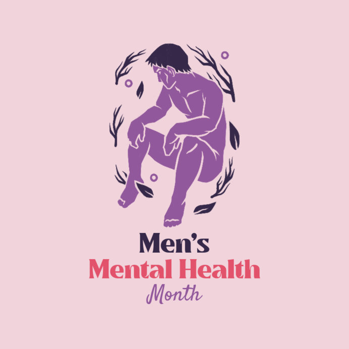 Illustrated Facebook Post Design Maker Featuring a Men's Mental Health Theme