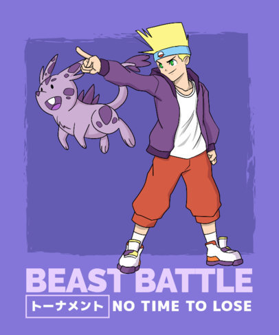 Anime-Inspired T-Shirt Design Generator With Pokemon-Allusive Illustrations 4299g