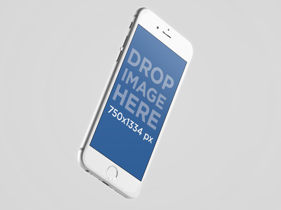Mockup of a White iPhone 6 Floating on a Grey Area
