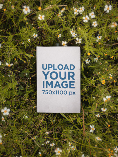 Mockup Featuring a Book Surrounded by Wildflowers m18732