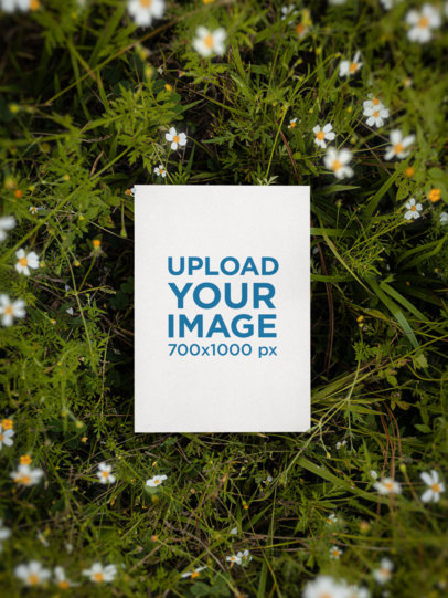 Cottagecore-Themed Mockup of an Postcard Surrounded by Flowers M18751