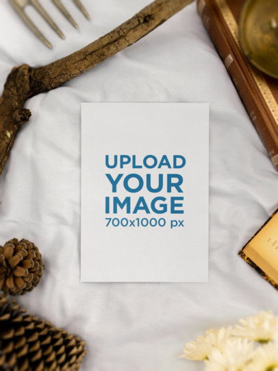 Mockup of a Postcard Featuring a Cottagecore-Aesthetic Theme