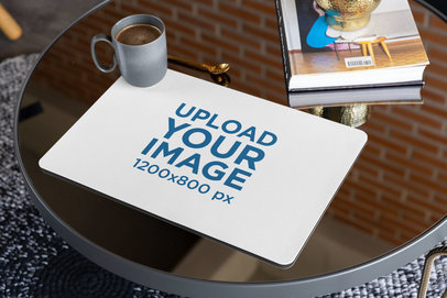 Mockup of a Placemat on a Coffee Table