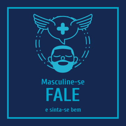Instagram Post Design Template Featuring a Men's Mental Health Theme and Text in Portuguese