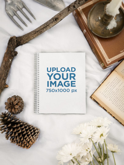 Mockup of a Notebook Placed in a Cottagecore-Inspired Setting M18739