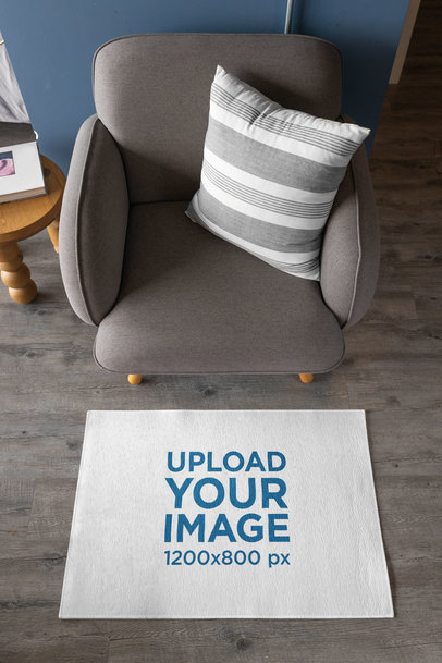 Mockup of an Area Rug on a Living Room Floor m19128