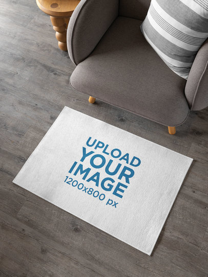 Mockup of an Area Rug Placed by an Armchair m19127