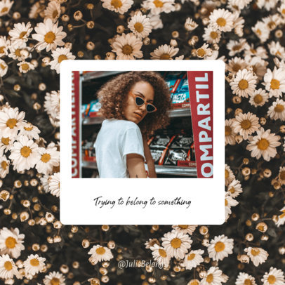 Instagram Post Template with an Instant Picture over a Floral Background